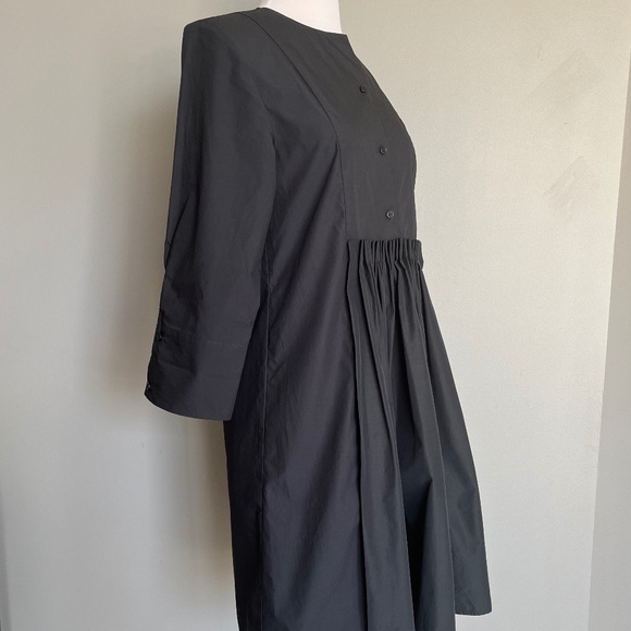 Cos Navy 3/4 sleeve Voluminous Gathered Cotton Casual A-line Dress w/ Pockets - Picture 11 of 12